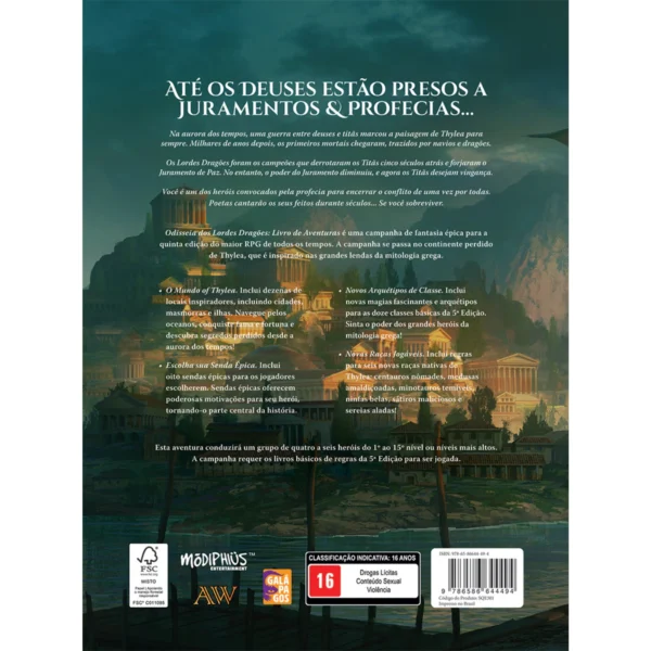 Capa do livro Dungeon & Drangons Odisseia dos Lordes Dragões com ilustrações vibrantes e detalhes intrigantes.