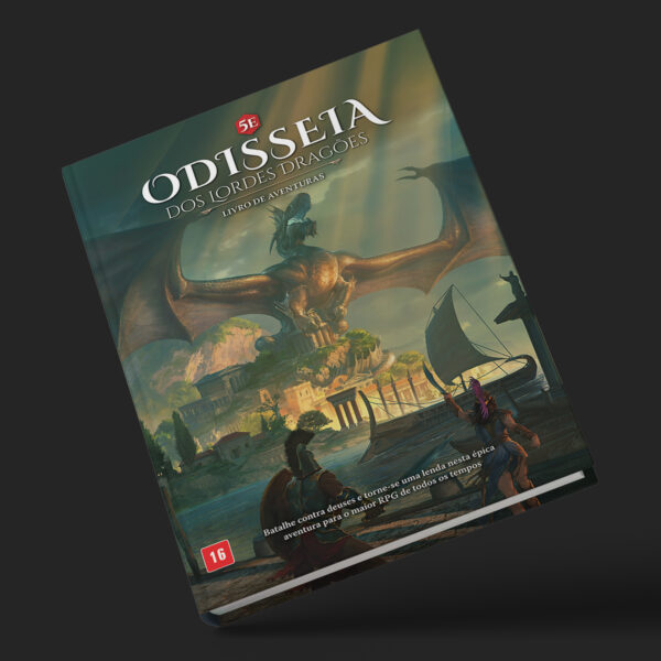 Capa do livro Dungeon & Drangons Odisseia dos Lordes Dragões com ilustrações vibrantes e detalhes intrigantes.