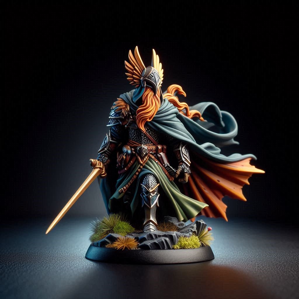 Pintura e impressão de Miniaturas de RPG em resina em display pintada com cores contrastante