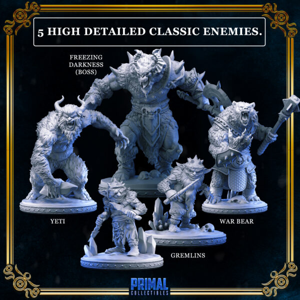 miniaturas de rpg parvus miniaturas, combo freezing darkness boss e minions, 5 miniaturas de 32mm
