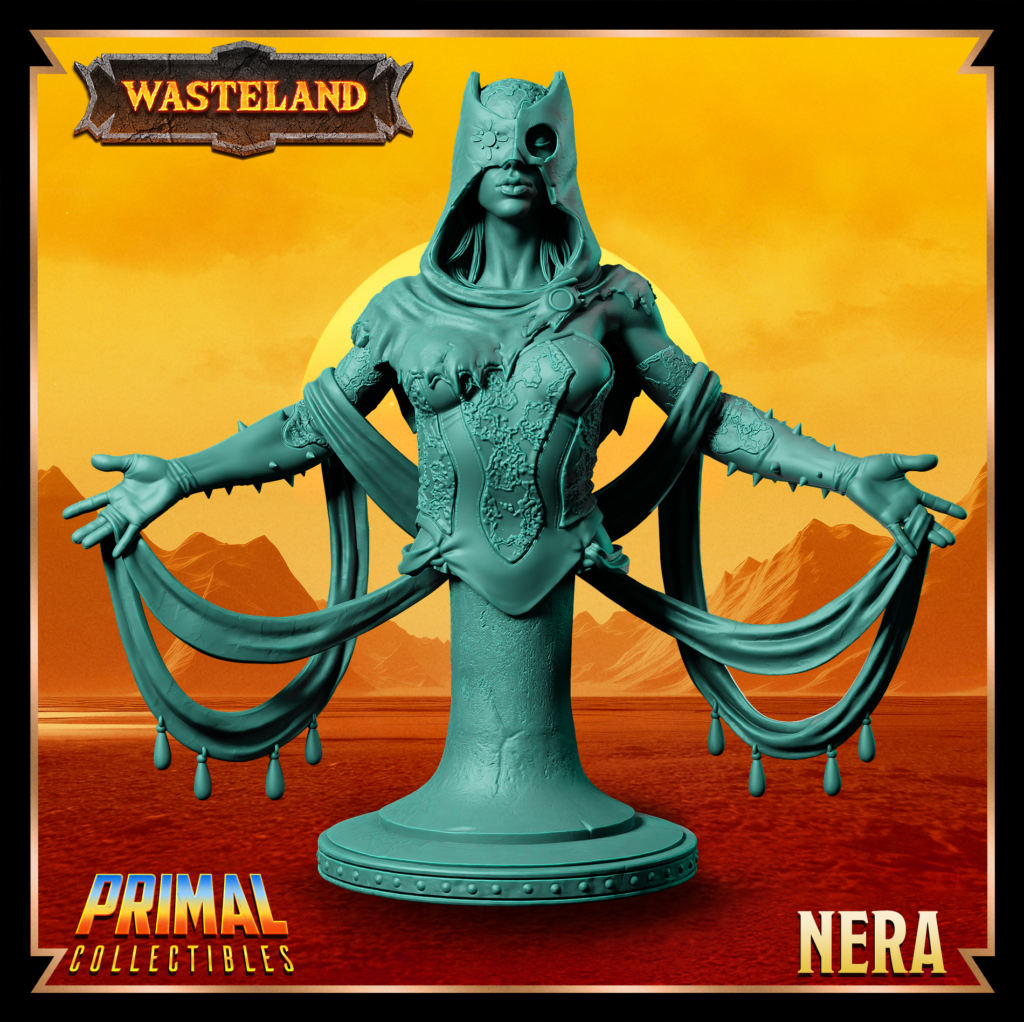Busto de Nera, Psionicsr. Coleção Wasteland da Primal Collectibles, perfeito para pintores e colecionadores.