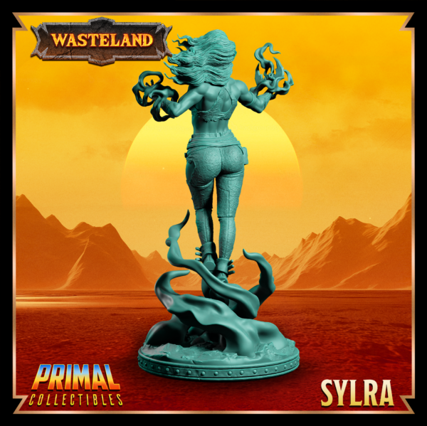 Miniatura de Syldra – uma bruxa poderosa da coleção Wasteland da Primal Collectibles, inspirada em Dark Sun, com pose imponente e olhar enigmático.