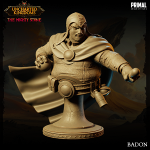 Busto de Badon, Mage. Coleção Uncharted Kingdoms da Primal Collectibles, perfeito para pintores e colecionadores.