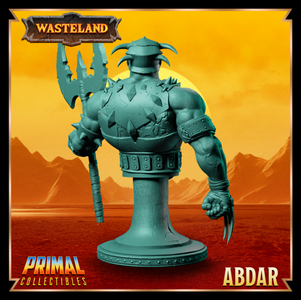 Busto de Abdar, Warrior. Coleção Wasteland da Primal Collectibles, perfeito para pintores e colecionadores.