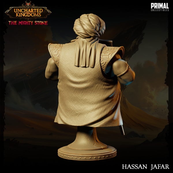 Busto de Hassan Jafar, Crime Lord. Coleção Uncharted Kingdoms da Primal Collectibles, perfeito para pintores e colecionadores.