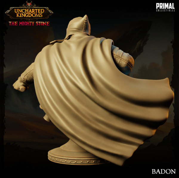 Busto de Badon, Mage. Coleção Uncharted Kingdoms da Primal Collectibles, perfeito para pintores e colecionadores.