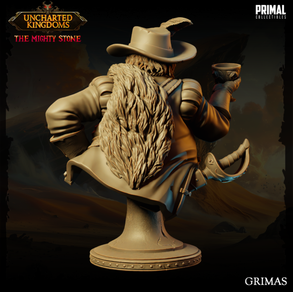 Busto de Grimas, Moneylender. Coleção Uncharted Kingdoms da Primal Collectibles, perfeito para pintores e colecionadores.