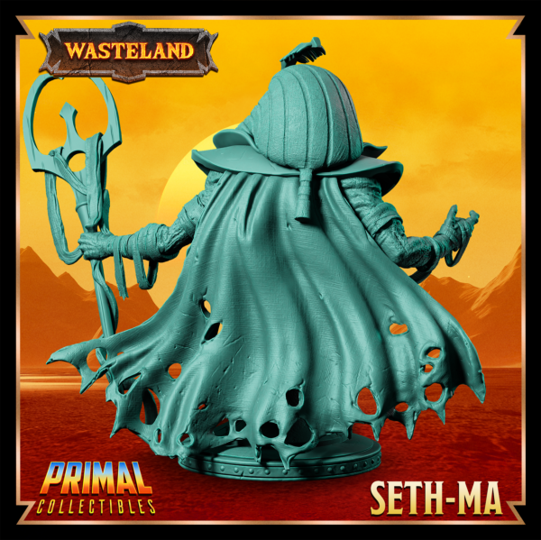 Busto de Seth-Ma, Sorcerer King. Coleção Wasteland da Primal Collectibles, perfeito para pintores e colecionadores.