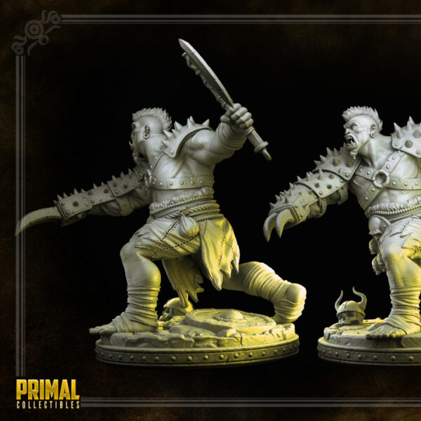 Miniatura de Thurok Chieftain da coleção Ogres Crowd da Primal Collectibles, com pose implacável e presença sombria essa miniatura de rpg irá trazer terror para os heróis.
