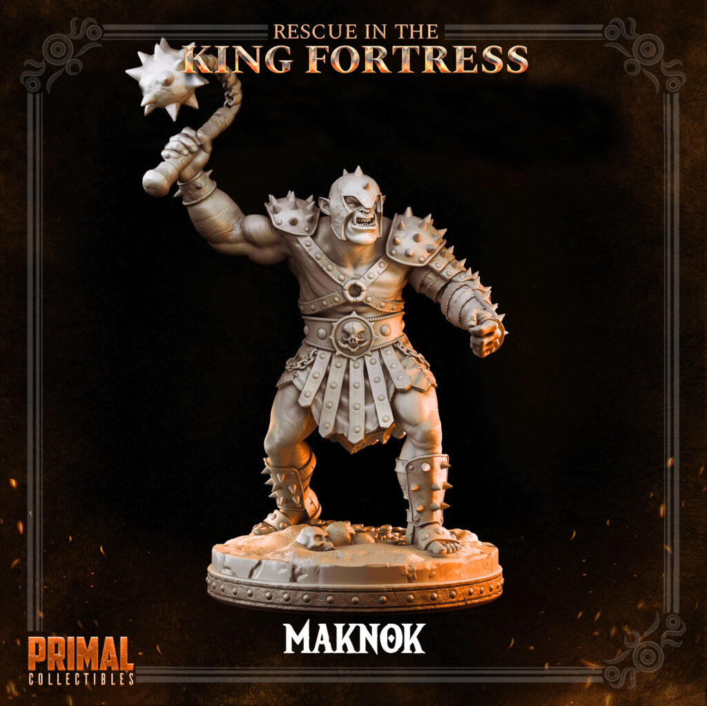 orc maknok, miniatura de rpg 32mm impressão 3d em resina