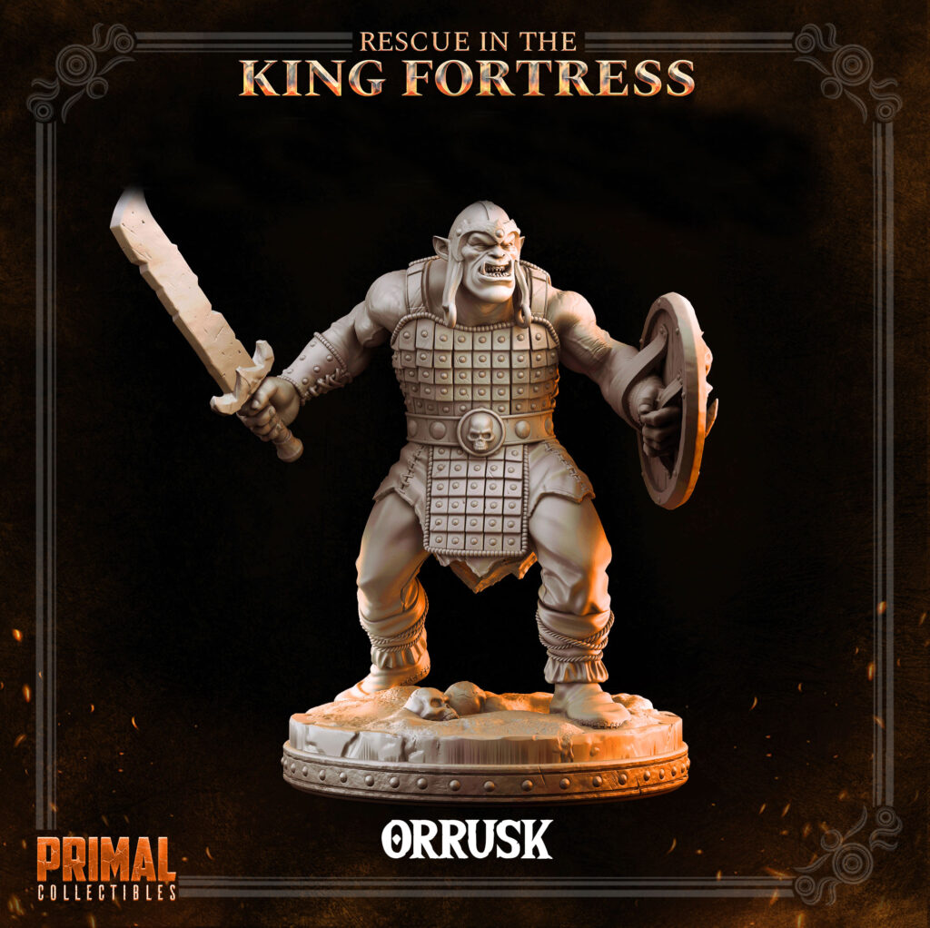 orc orrusk, miniatura de rpg 32mm impressão 3d em resina