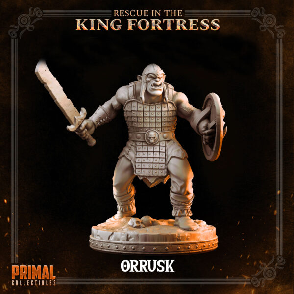 orc orrusk, miniatura de rpg 32mm impressão 3d em resina