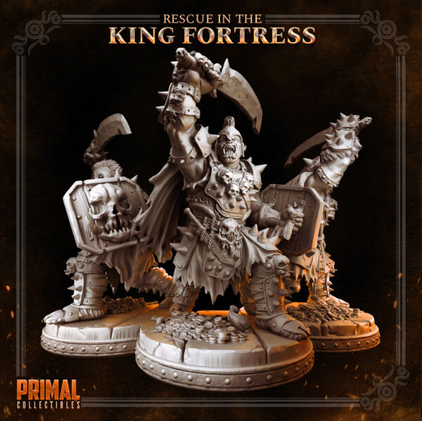 orc warlord, miniatura de rpg 32mm impressão 3d em resina