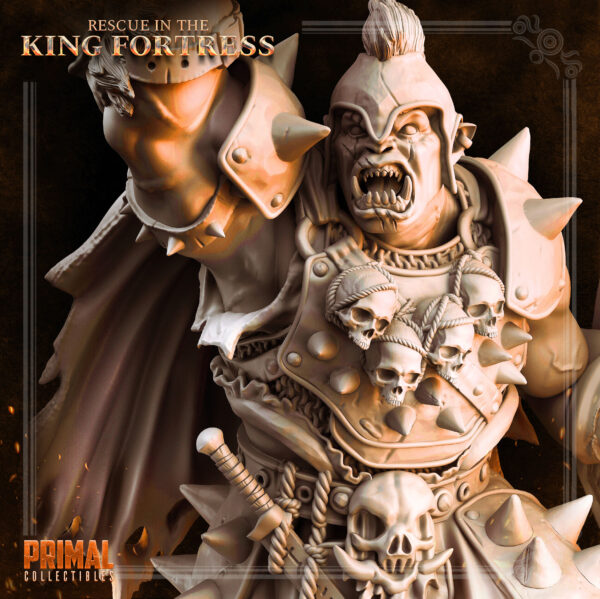 orc warlord, miniatura de rpg 32mm impressão 3d em resina