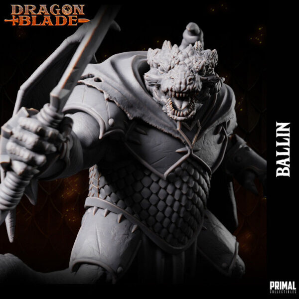 Miniatura RPG 32mm Draconian Fighter, Ballin, coleção Heroes of the Blade da Primal Collectible
