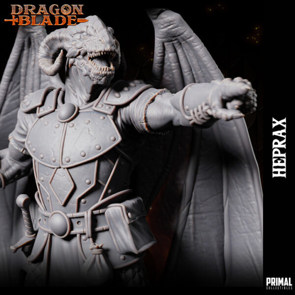Miniatura RPG 32mm Draconian Fighter, Heprax, coleção Heroes of the Blade da Primal Collectible