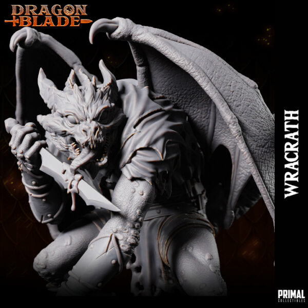 Miniatura RPG 32mm Draconian Fighter, Wracraft, coleção Heroes of the Blade da Primal Collectible