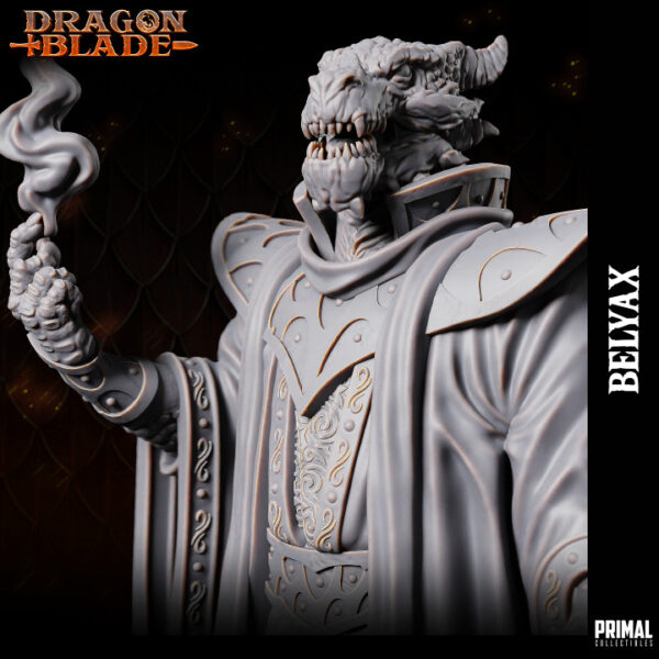 Miniatura RPG 32mm Draconian Wizard, Belyax, coleção Heroes of the Blade da Primal Collectible