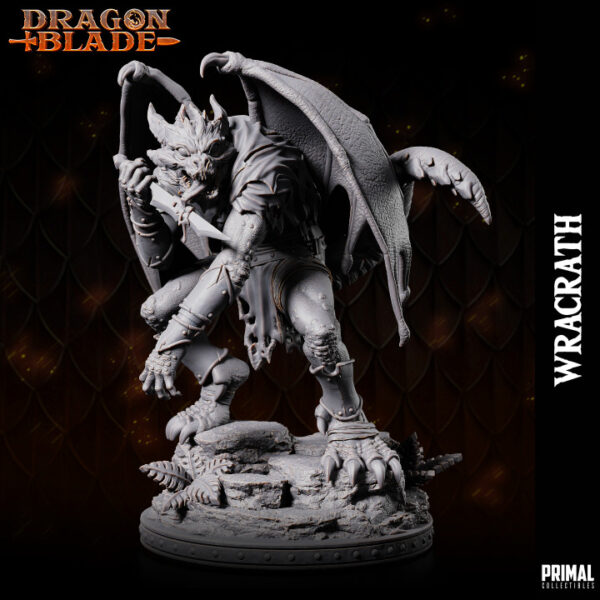 Miniatura RPG 32mm Draconian Fighter, Wracraft, coleção Heroes of the Blade da Primal Collectible