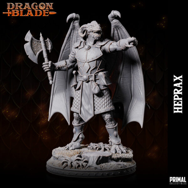 Miniatura RPG 32mm Draconian Fighter, Heprax, coleção Heroes of the Blade da Primal Collectible