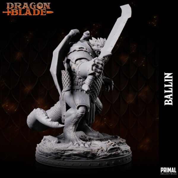 Miniatura RPG 32mm Draconian Fighter, Ballin, coleção Heroes of the Blade da Primal Collectible