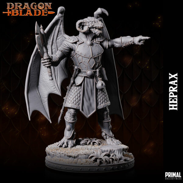 Miniatura RPG 32mm Draconian Fighter, Heprax, coleção Heroes of the Blade da Primal Collectible