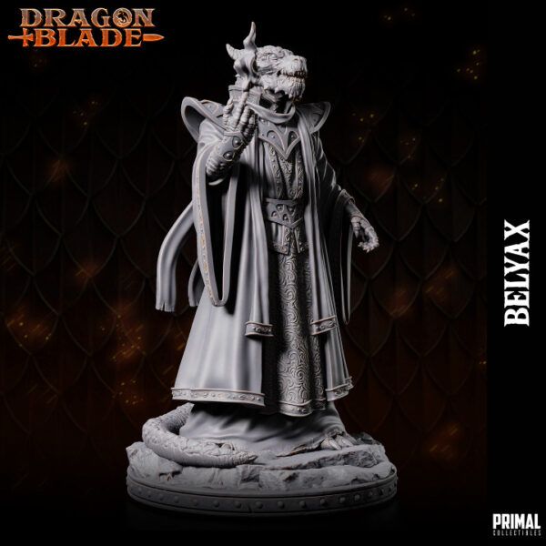 Miniatura RPG 32mm Draconian Wizard, Belyax, coleção Heroes of the Blade da Primal Collectible