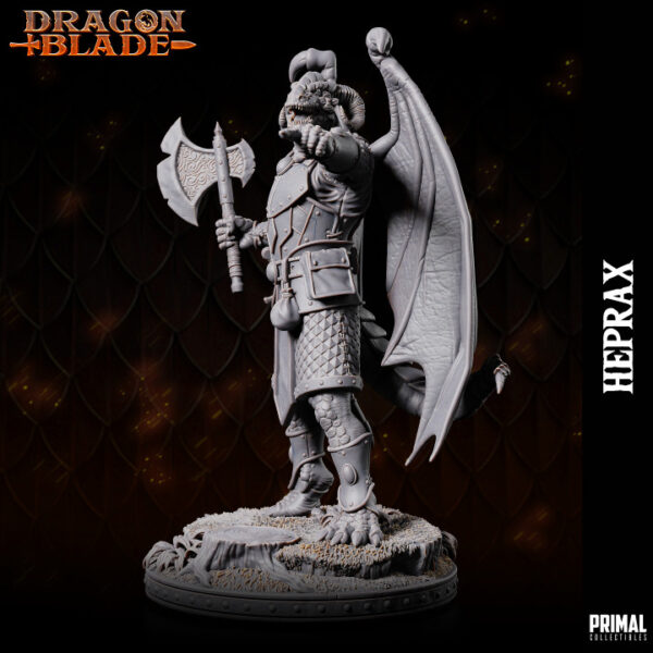 Miniatura RPG 32mm Draconian Fighter, Heprax, coleção Heroes of the Blade da Primal Collectible