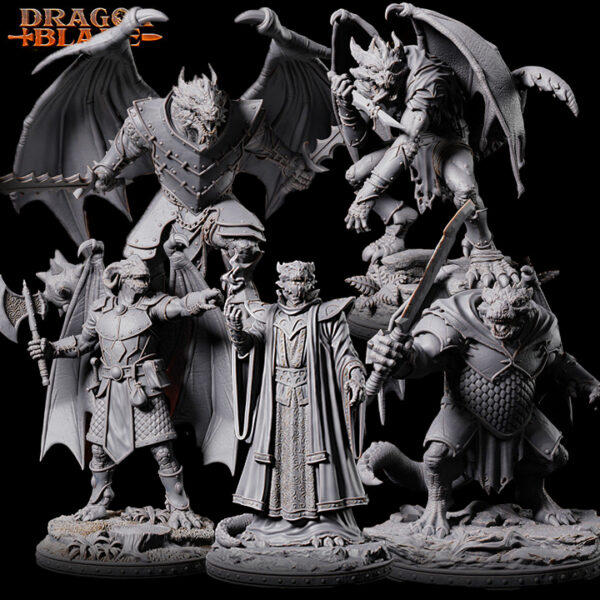 combo miniaturas de rpg em resina, draconian 5 miniaturas de rpg de mesa 32mm