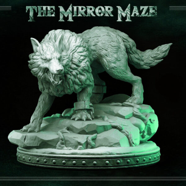 Miniatura RPG 32mm Giant Wolf, coleção The Mirror Maze da Primal Collectible