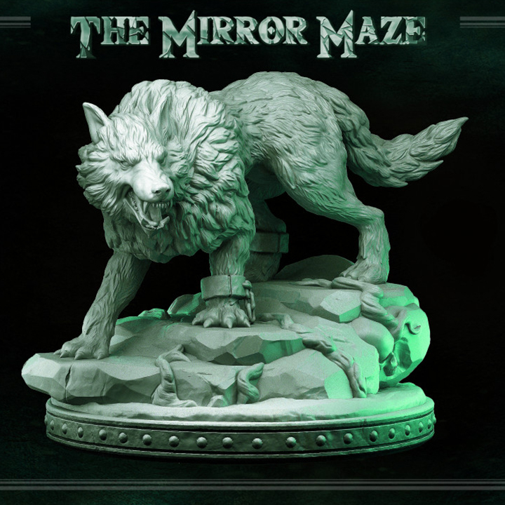 Miniatura RPG 32mm Giant Wolf, coleção The Mirror Maze da Primal Collectible
