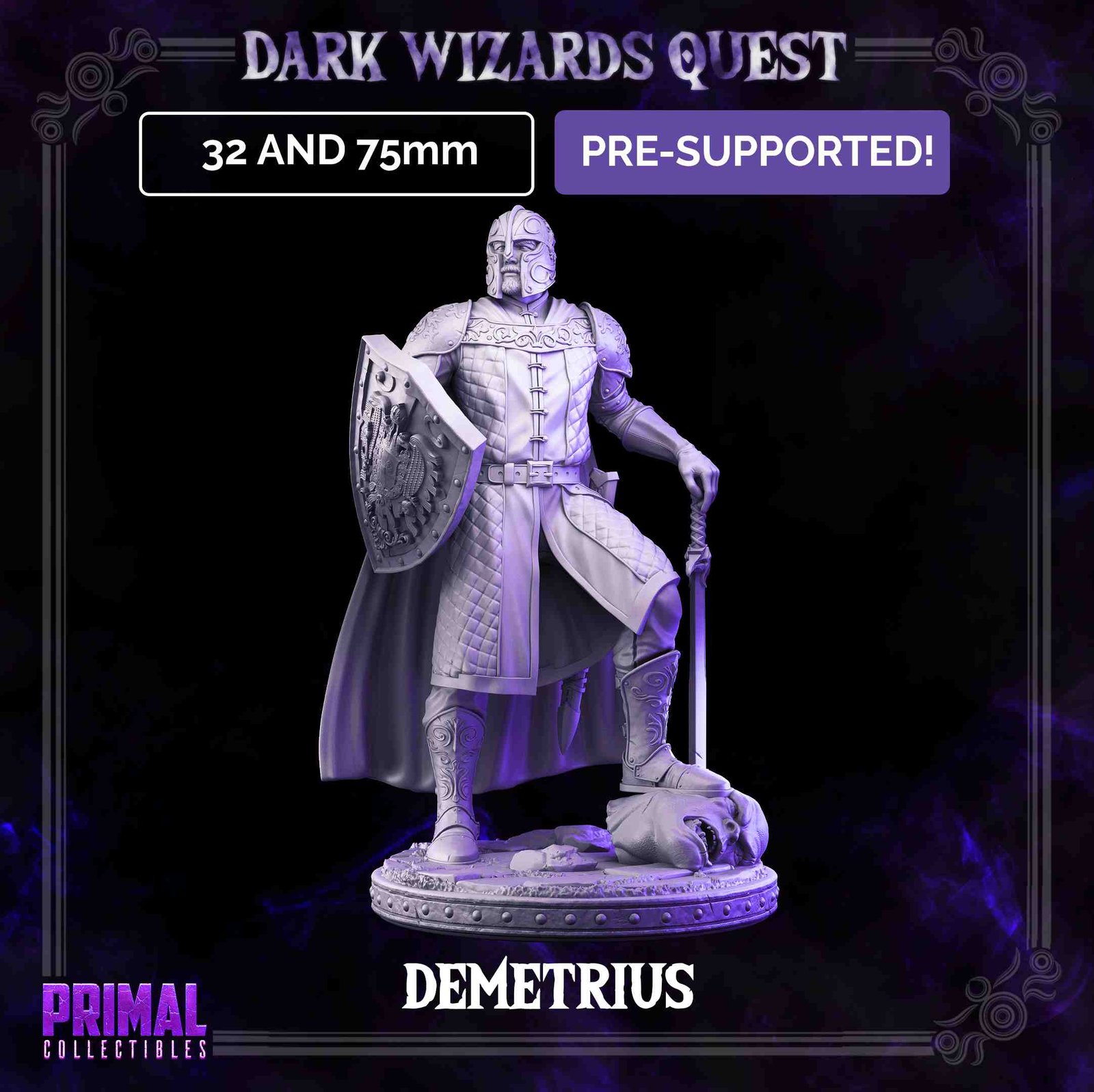 Demétrius, Knight - Dark Wizards - Miniatura de RPG