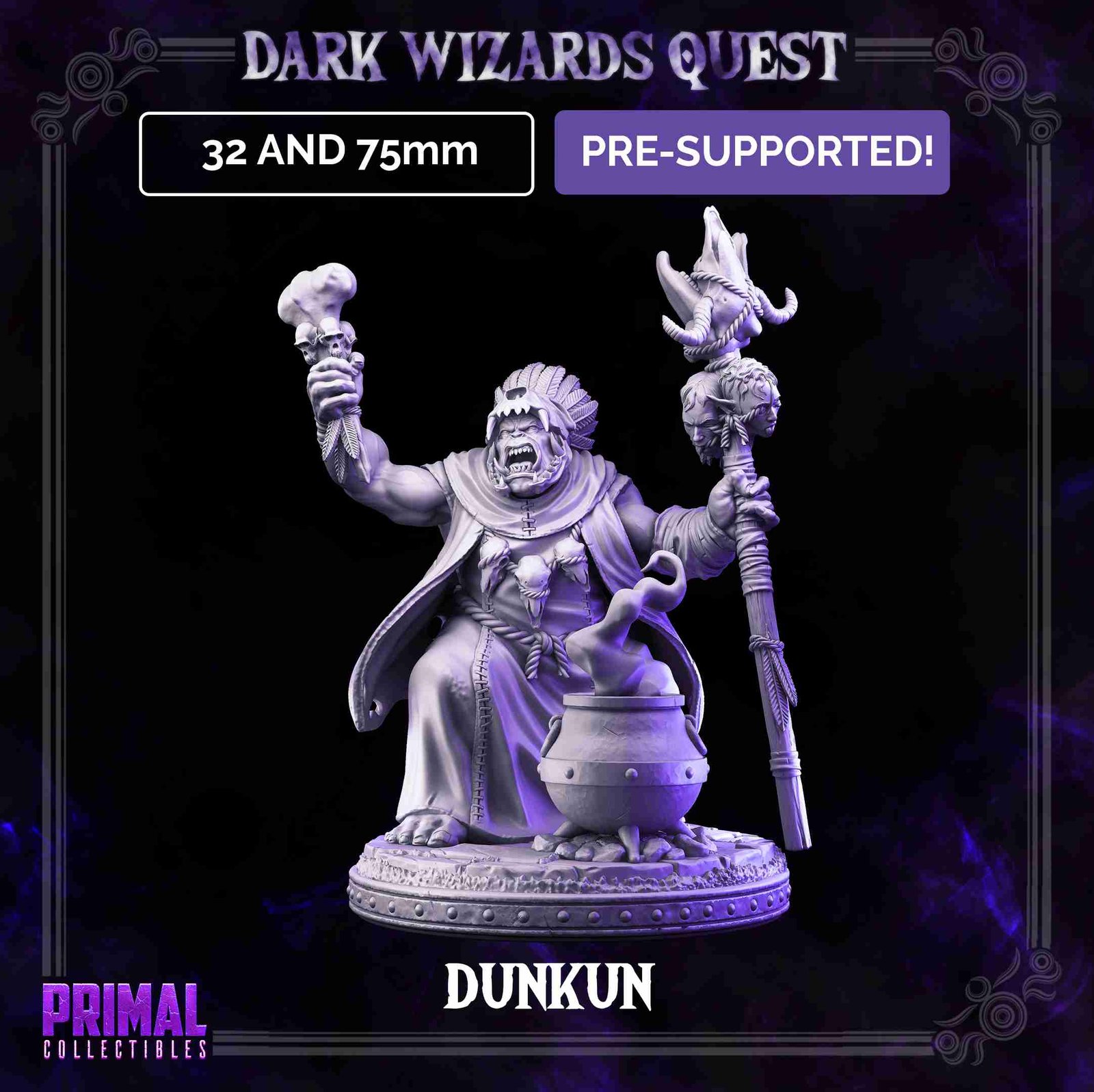 Dunkun, Orc Shaman - Dark Wizards - Miniatura de RPG - Imagem 7