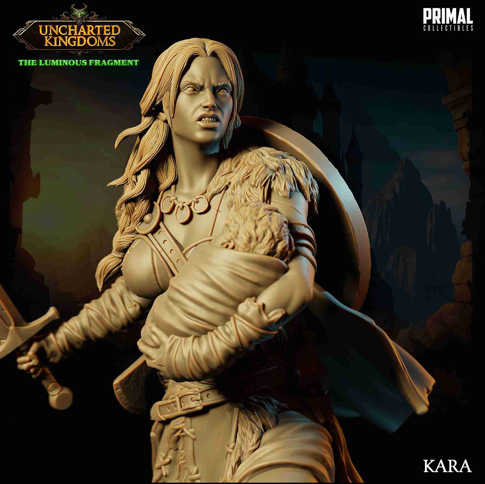 Kara, Barbarian - Uncharted Kingdoms - Miniatura de RPG - Imagem 2