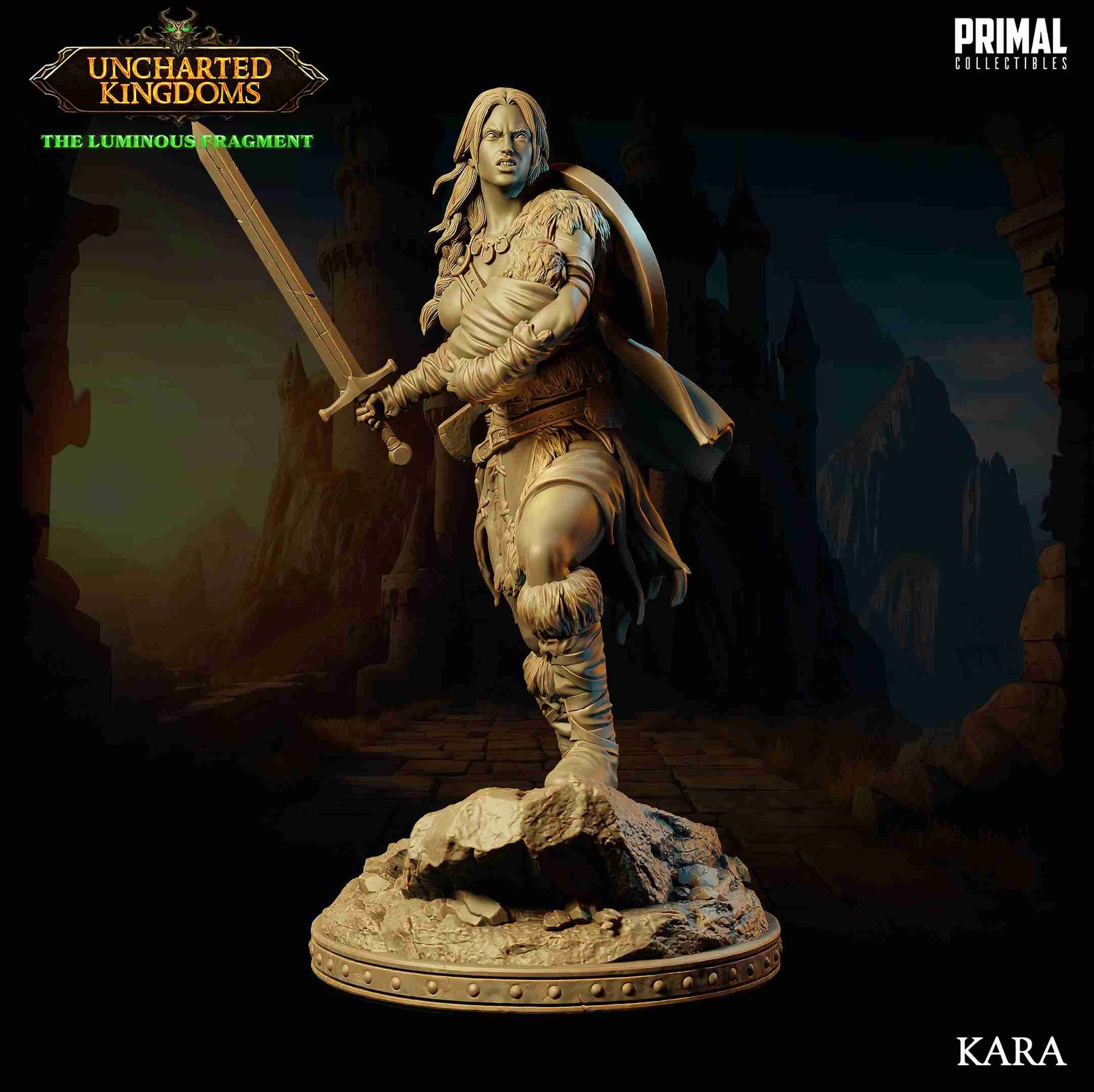 Kara, Barbarian - Uncharted Kingdoms - Miniatura de RPG