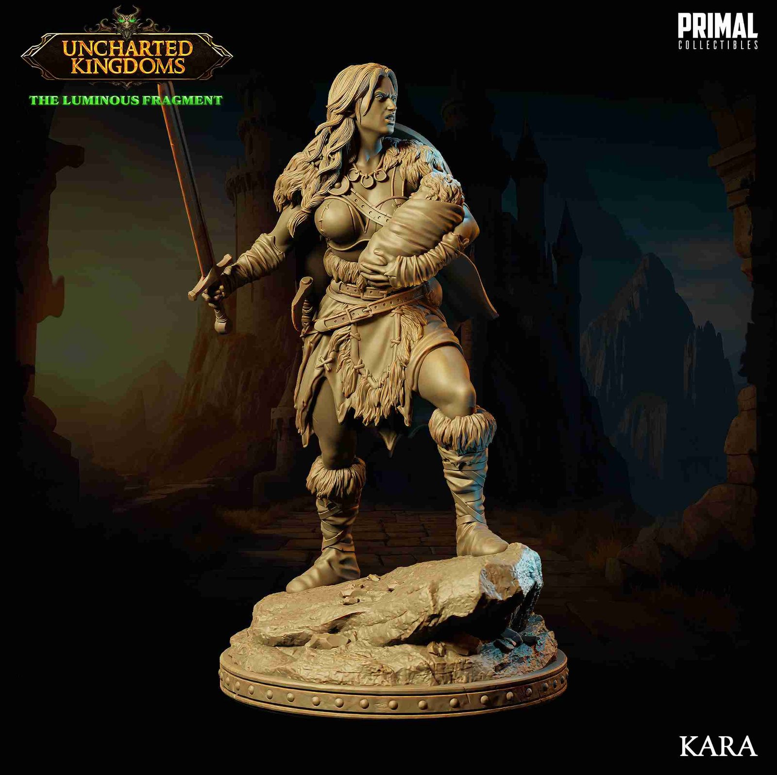 Kara, Barbarian - Uncharted Kingdoms - Miniatura de RPG - Imagem 4