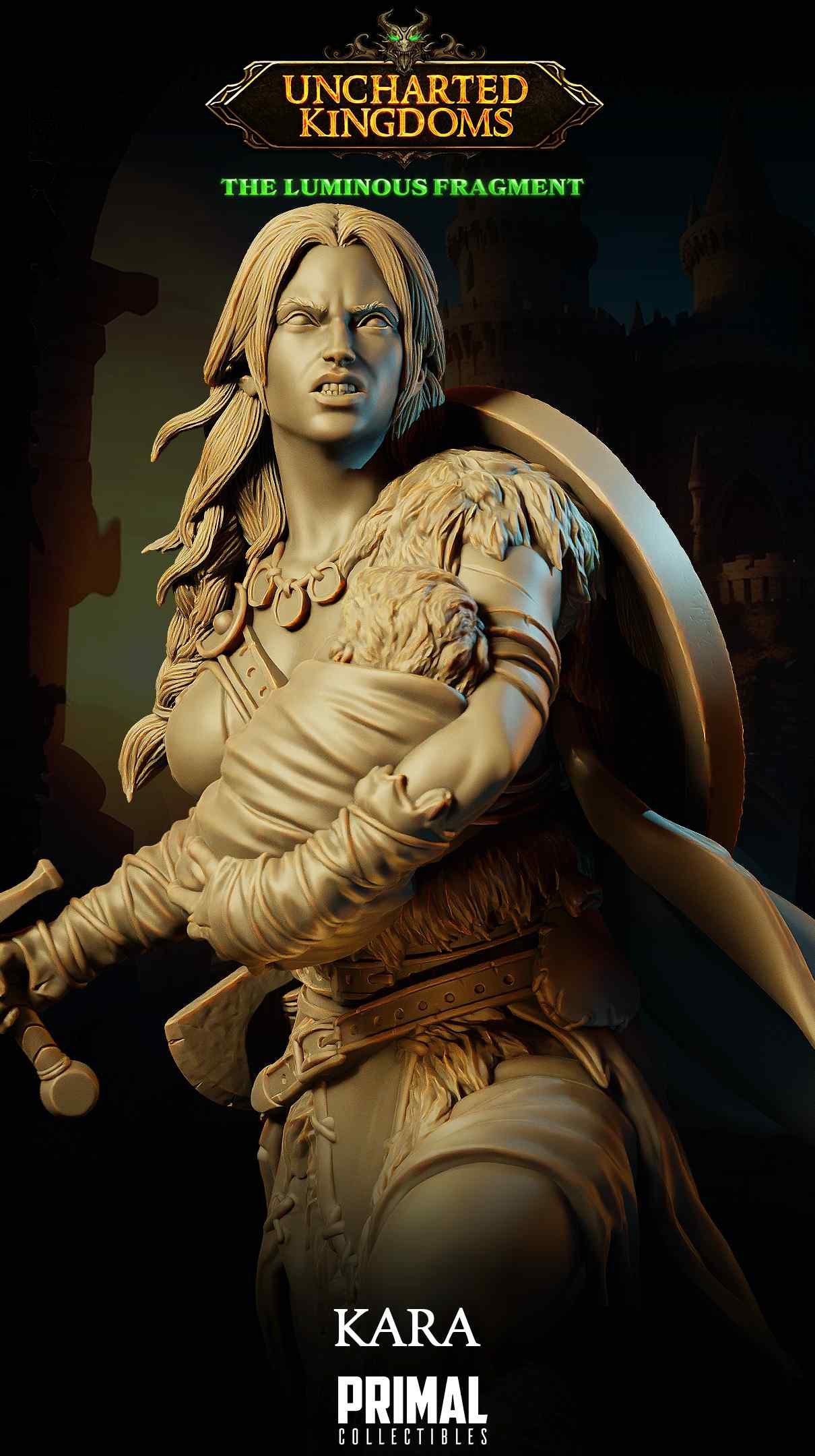 Kara, Barbarian - Uncharted Kingdoms - Miniatura de RPG - Imagem 8