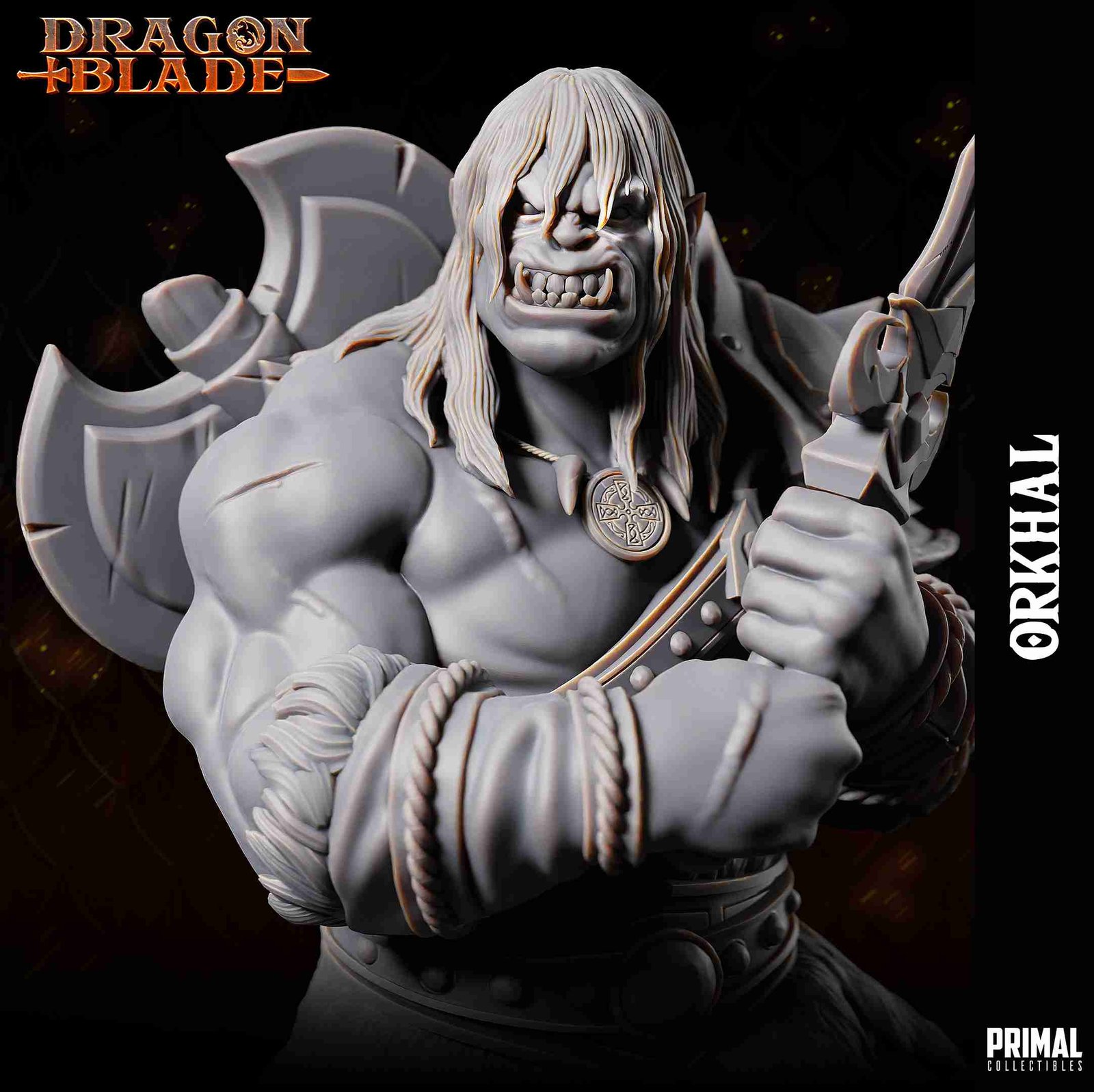 Orkhal, Barbarian Orc - Dragonblade - Miniatura de RPG - Imagem 4