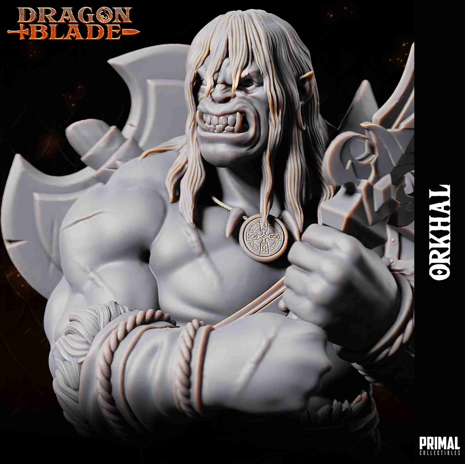 Orkhal, Barbarian Orc - Dragonblade - Miniatura de RPG - Imagem 7