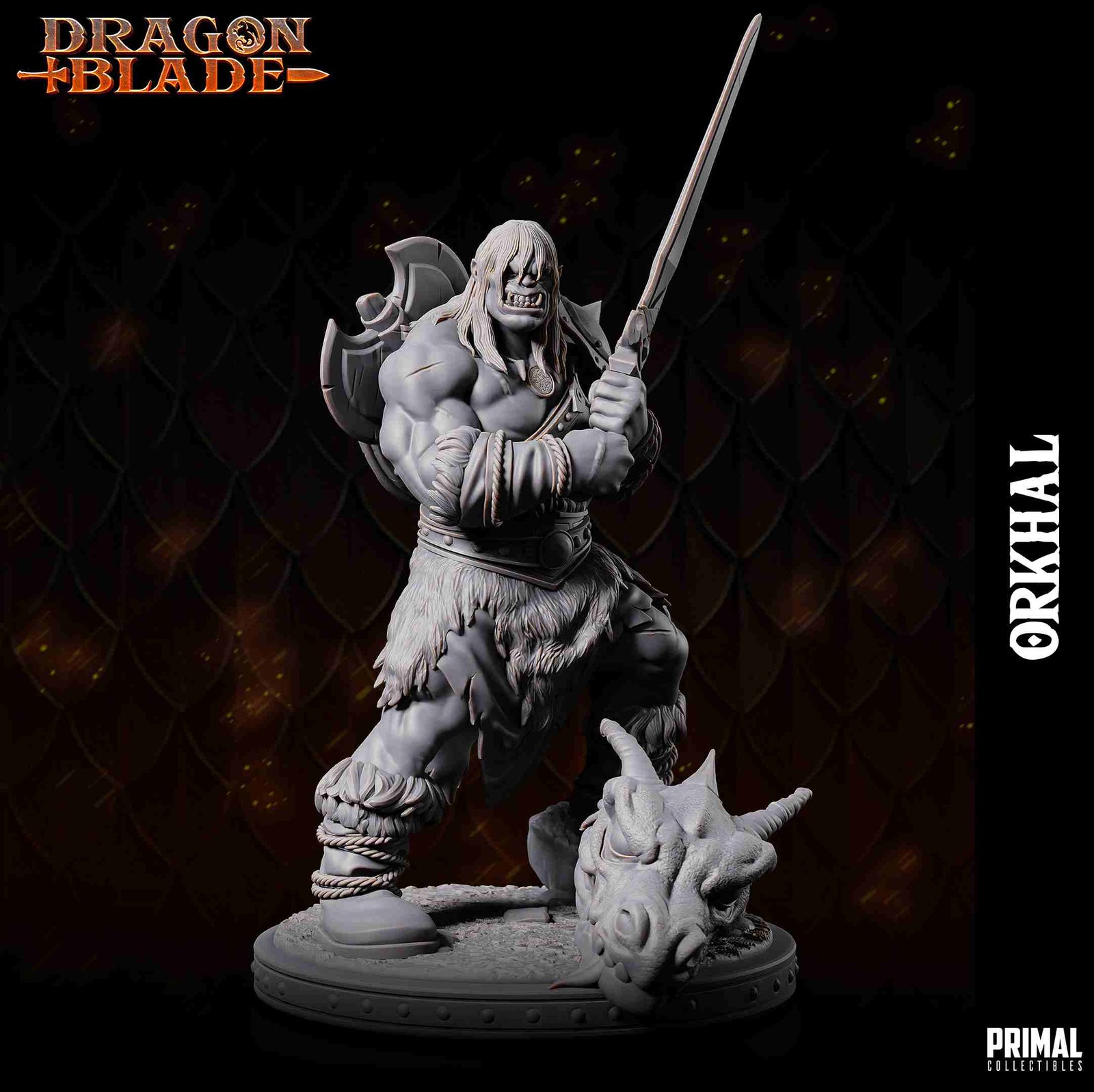 Orkhal, Barbarian Orc - Dragonblade - Miniatura de RPG - Imagem 2