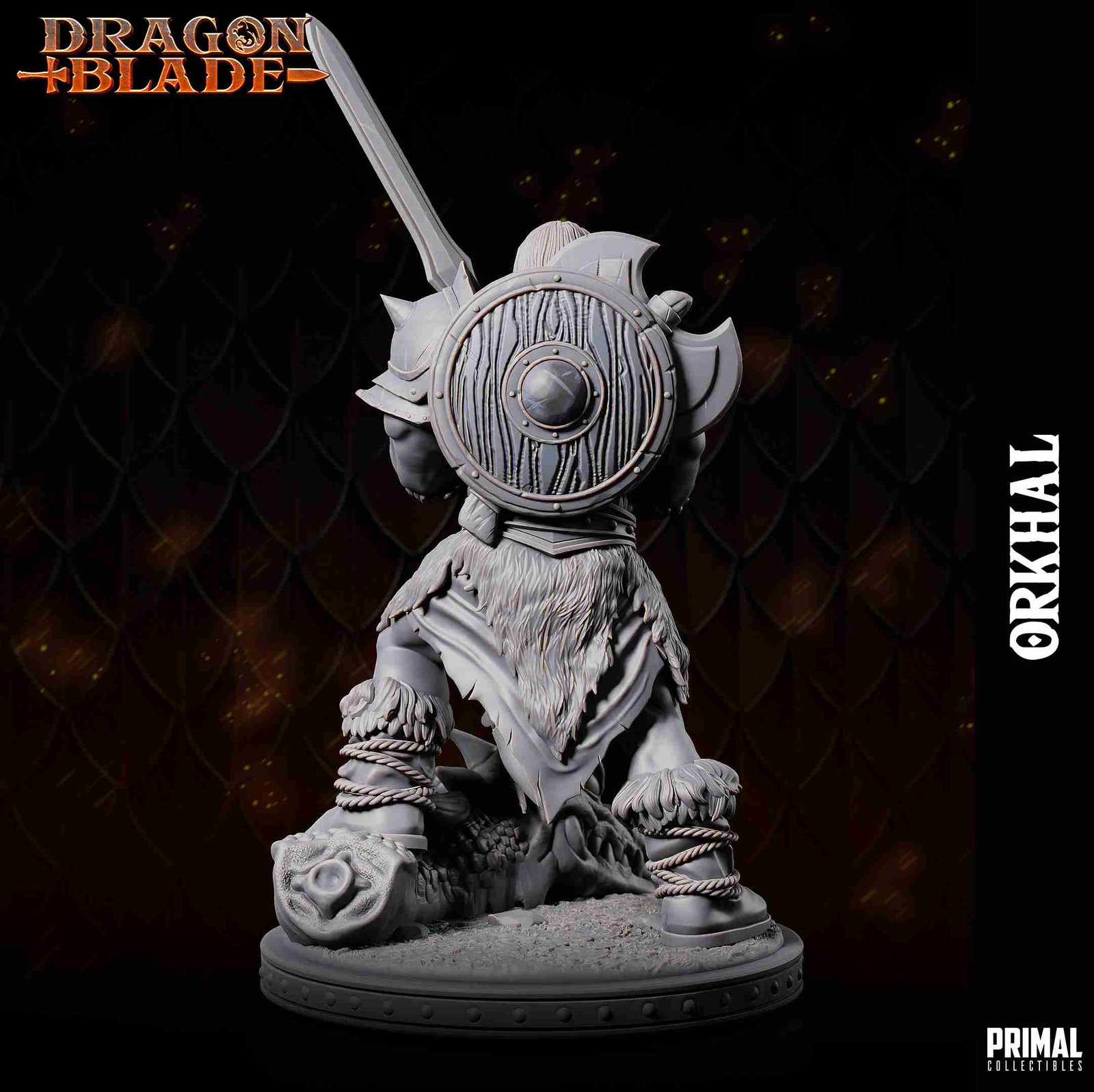 Orkhal, Barbarian Orc - Dragonblade - Miniatura de RPG - Imagem 3