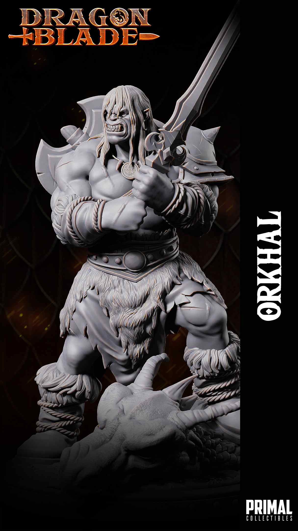Orkhal, Barbarian Orc - Dragonblade - Miniatura de RPG - Imagem 8