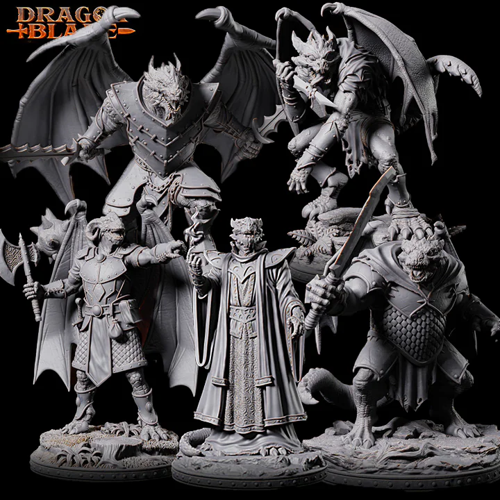 combo miniaturas de rpg em resina, draconian 5 miniaturas de rpg de mesa 32mm